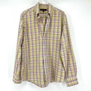 Ben Sherman button down cotton blend shirt (XL)‎ yellow blue check